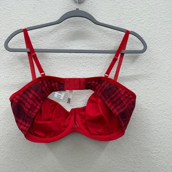 Pink Victorias Secret Red Plaid Balconette Adjustable Bra Womens size 38DD NEW - Picture 7 of 7